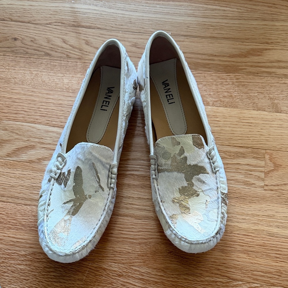 Vaneli Women's Cream and Silver Loafers